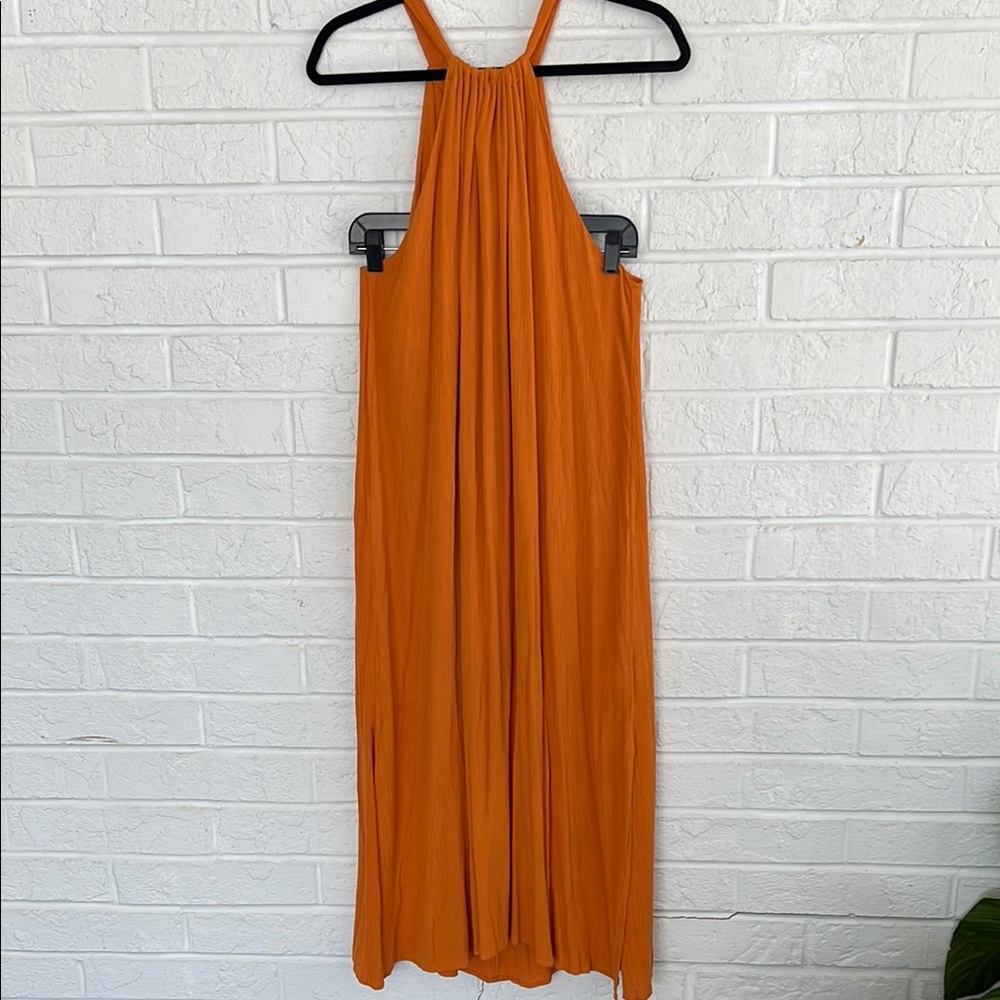 Avalon Studios Orange Sleeveless Halter Sundress Size Medium